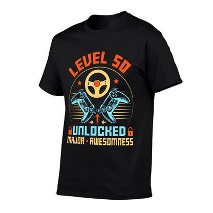 Level 50 Unlocked Video Gamer 50th Birthday Gifts  Tagless Design T-Shirt