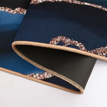 Blue And Rose Gold Agate  Long-Lasting Bath Mat