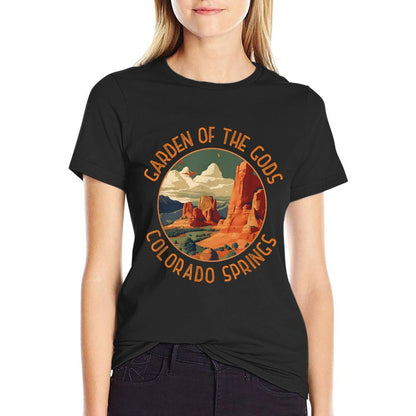 Garden of The Gods Merch Apparel Designs Unisex-Adults Distressed Retro Colorado Springs - Black - Small  Rolled Sleeves T-Shirt