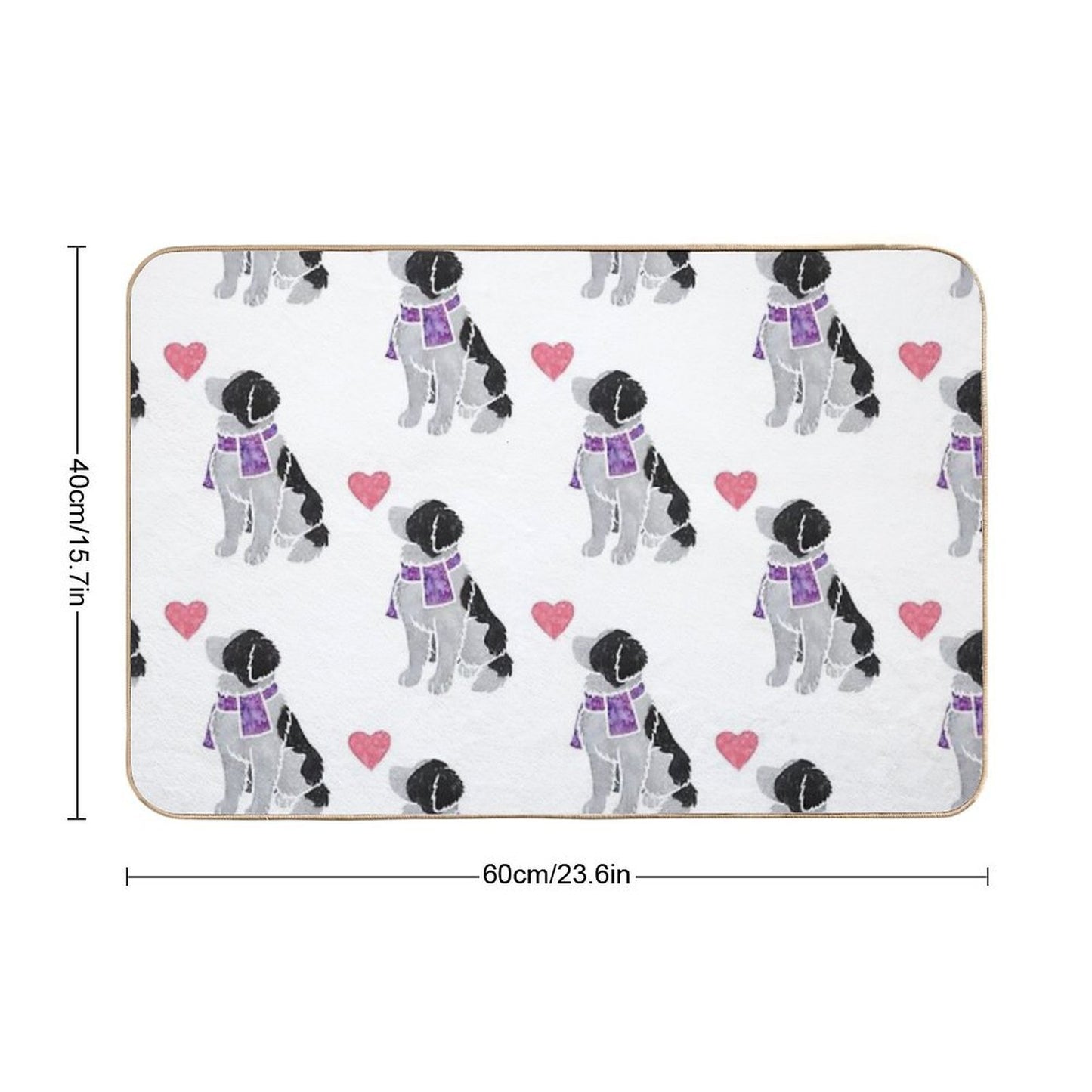 Watercolour Landseer (Newfoundland) Dog  Anti-Trip Bath Mat