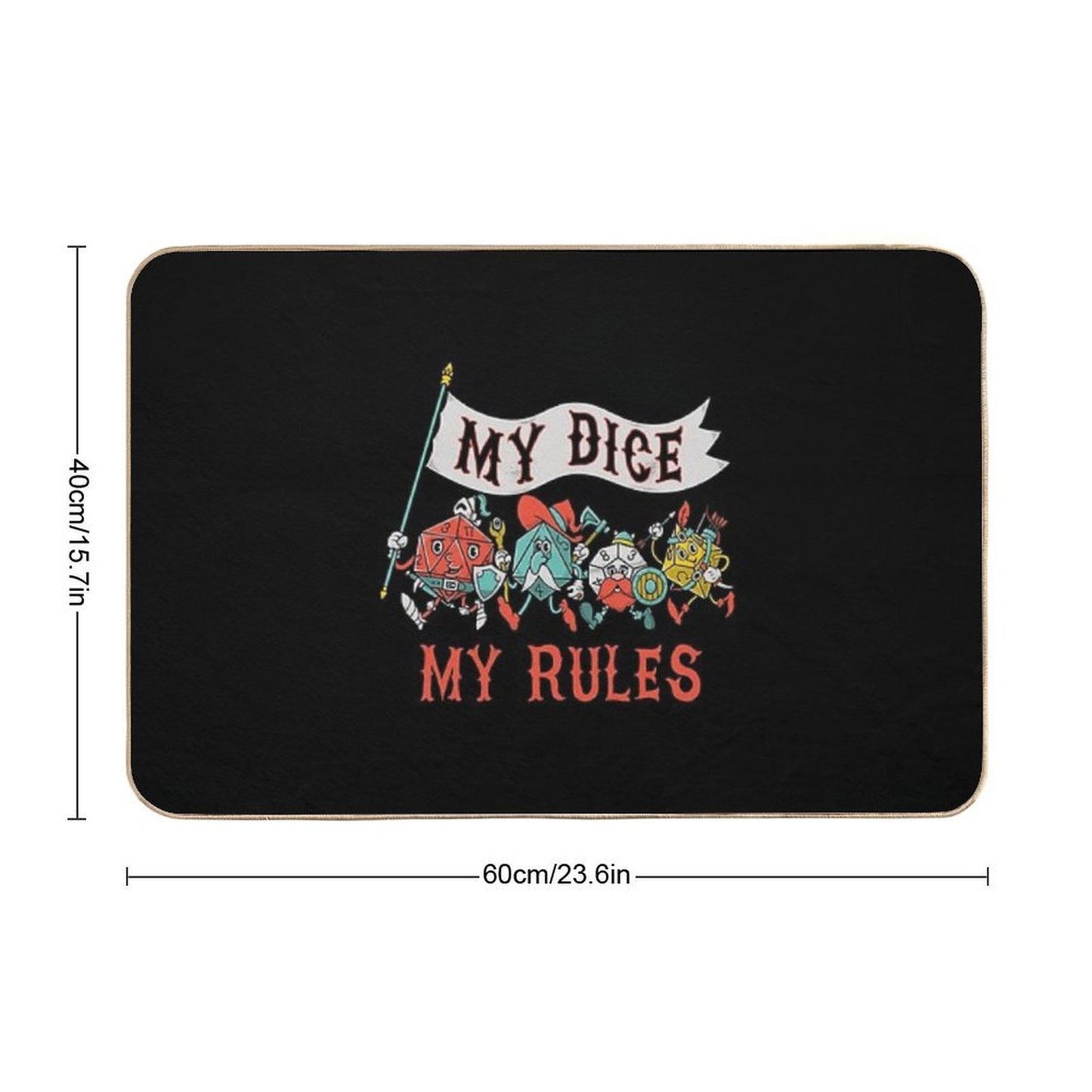 My Dice My Rules - Vintage Cartoon Fantasy Dice  Fade-Resistant Bath Mat
