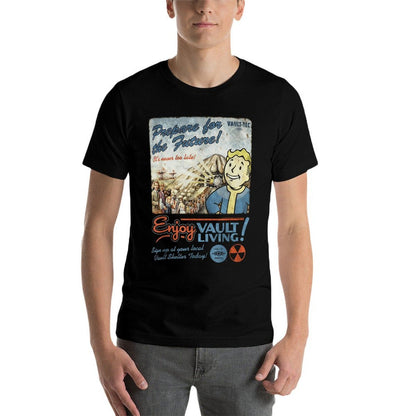 Fallout Video Game Enjoy Vault Living Vault-Tec Retro Ad  Versatile T-Shirt