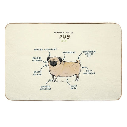 Anatomy of A Pug  Long-Lasting Bath Mat