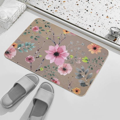 Watercolor Flowers XII (different Flowers)  Absorbent Bath Mat