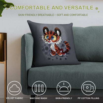Derpy Tiger Cub Soft Durable Construction Throw Pillow