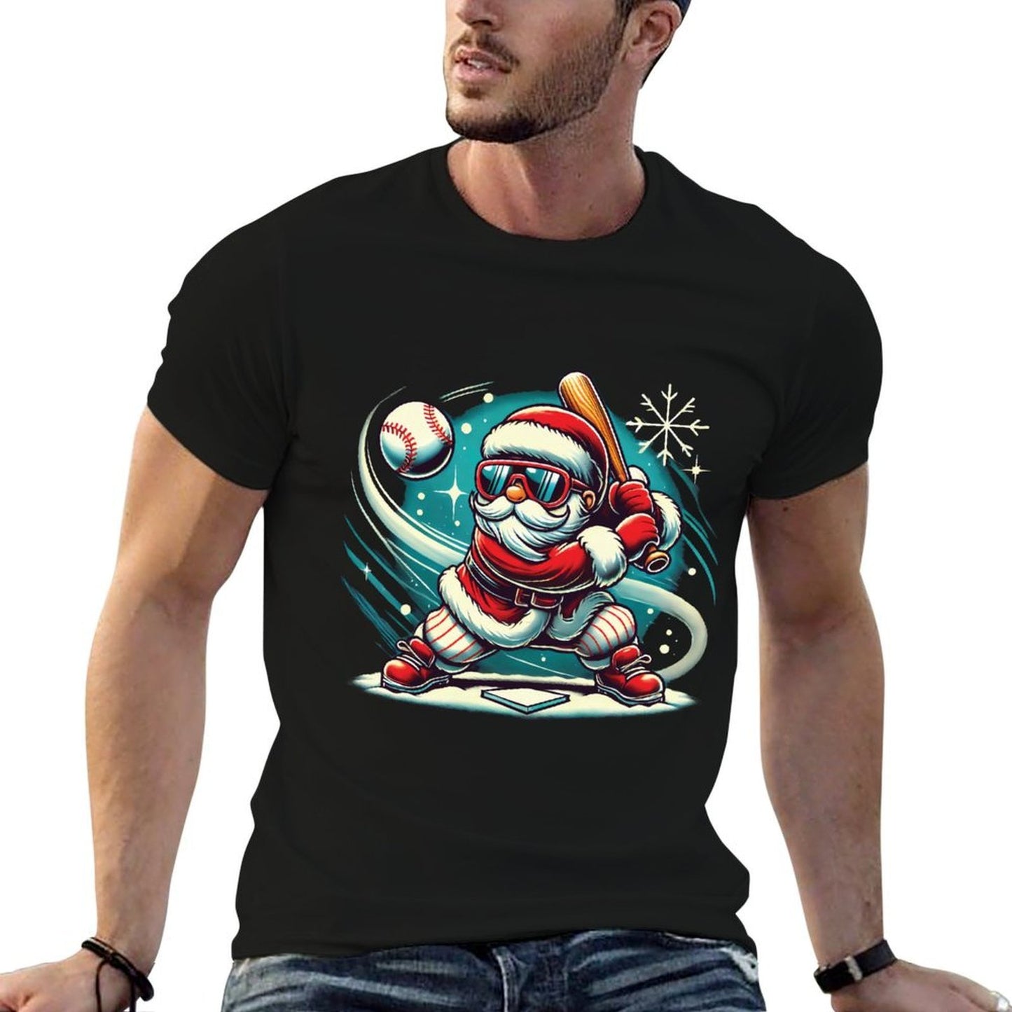 Cute Santa Claus Playing Baseball Boys Kidsns Christmas  Odor-resistant T-Shirt