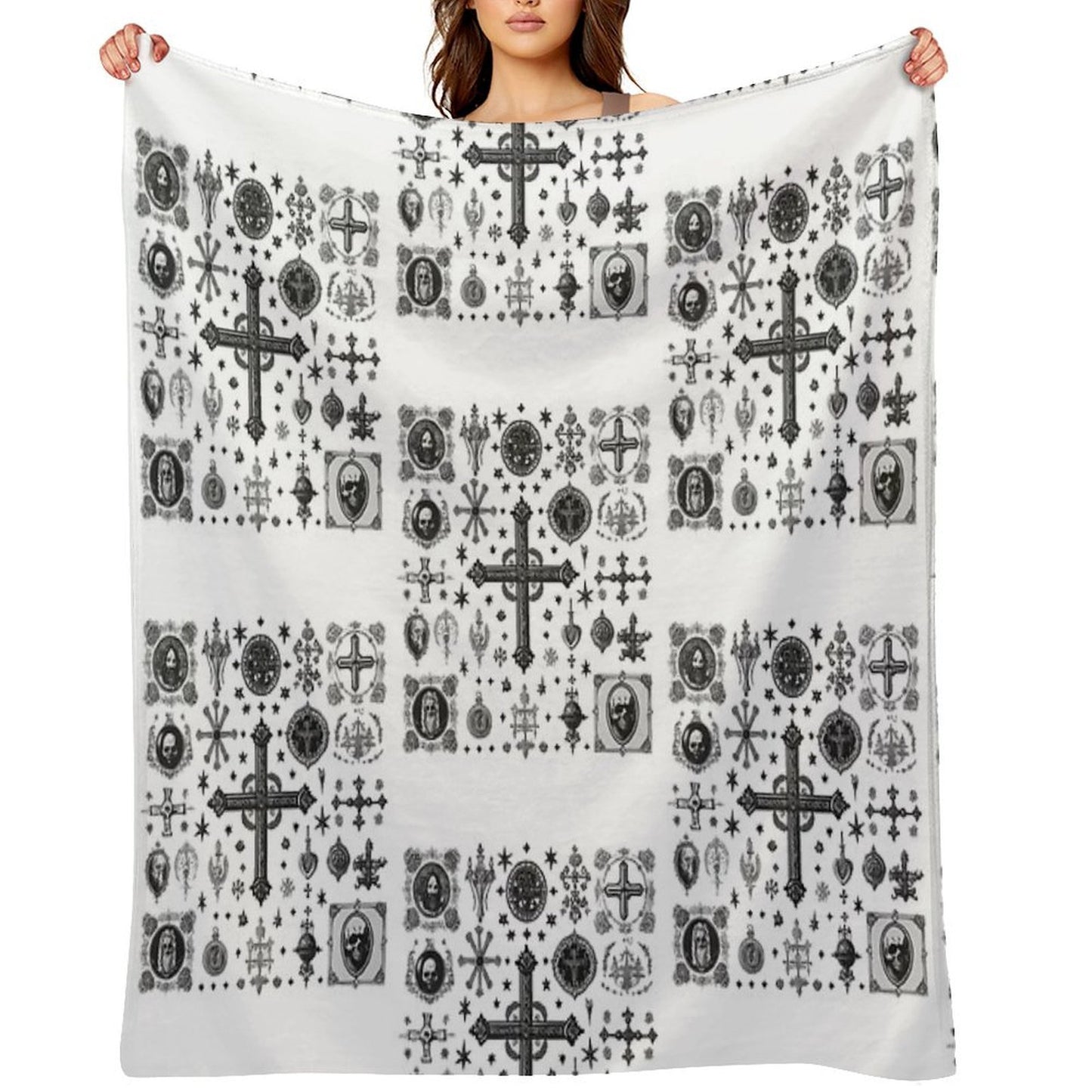 Wickedly Simple Unleash Dark Icons - Sinister Line Art for The Bold Sustainable Throw Blanket
