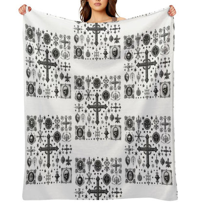 Wickedly Simple Unleash Dark Icons - Sinister Line Art for The Bold Sustainable Throw Blanket