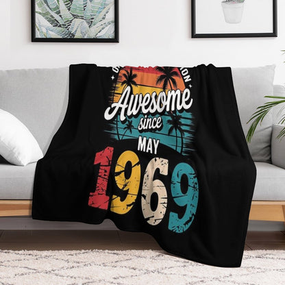 56 Years Old Vintage May 1969 56th Birthday Machine-washable Throw Blanket