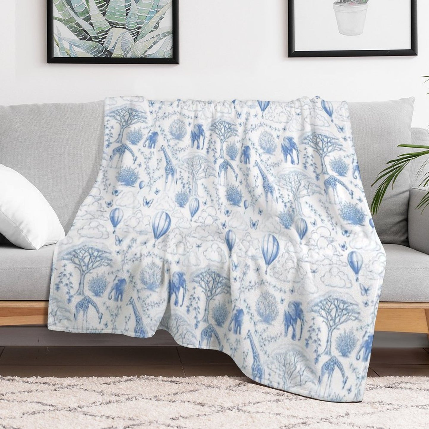 Kids Safari Toile Comfort Throw Blanket