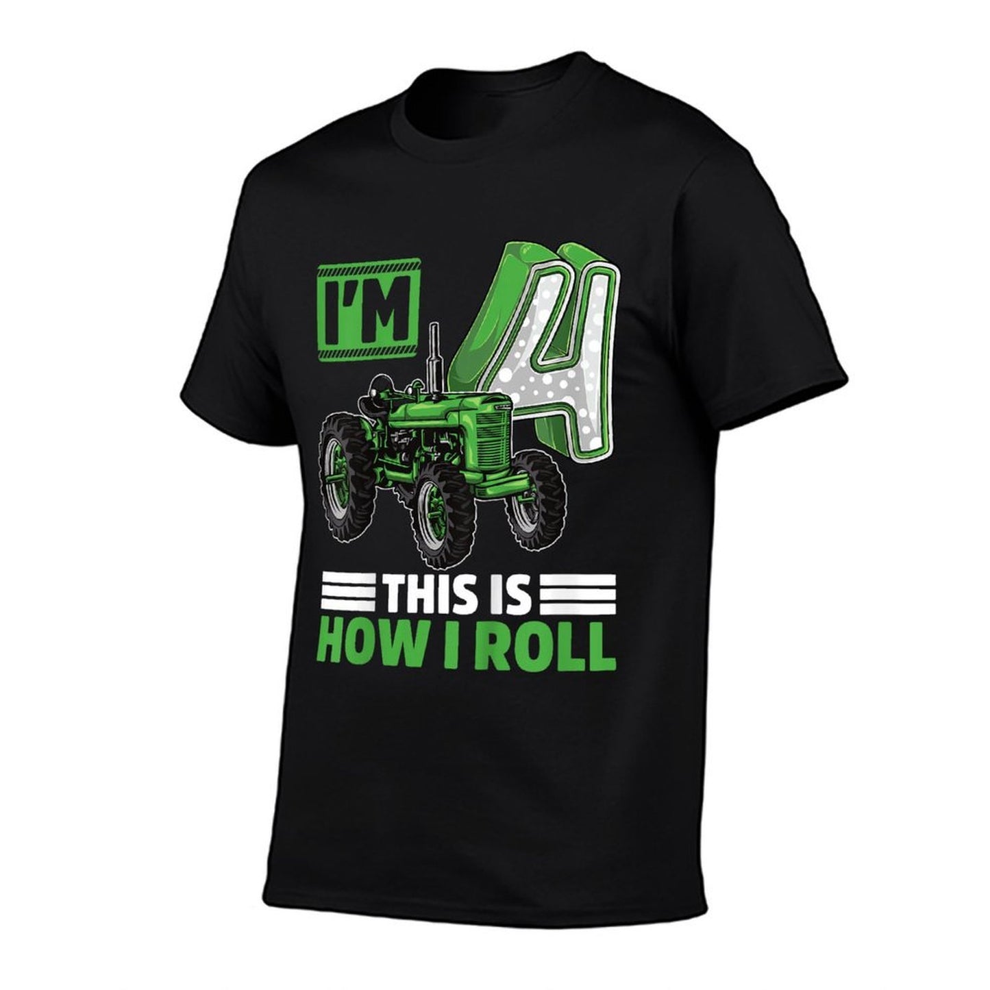 Kids Green Farm Tractor 4th Birthday Party 4 Year Old Farmer  Stretchy T-Shirt