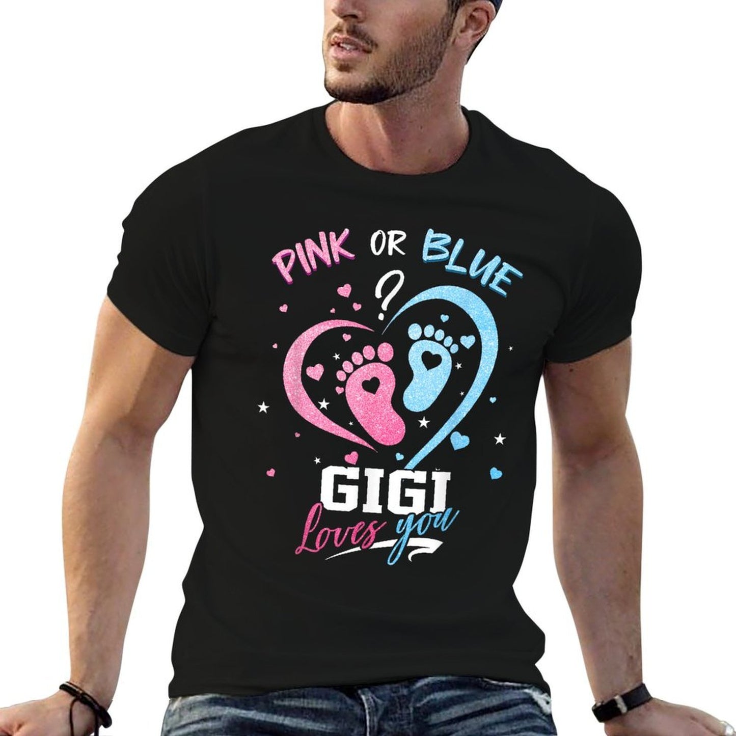 Pink Or Blue Gigi Loves You Gender Reveal Baby Gifts  Durable T-Shirt