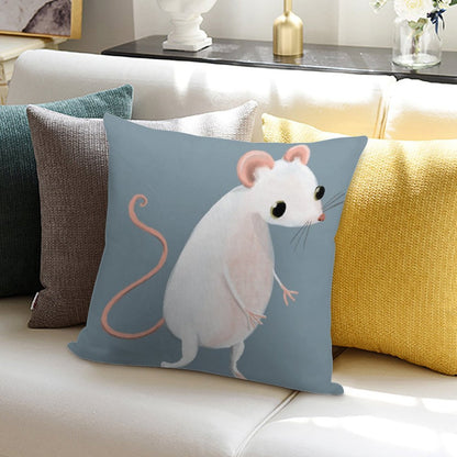 Cute Little White Mouse Soft Reinforced Edging Throw Pillow