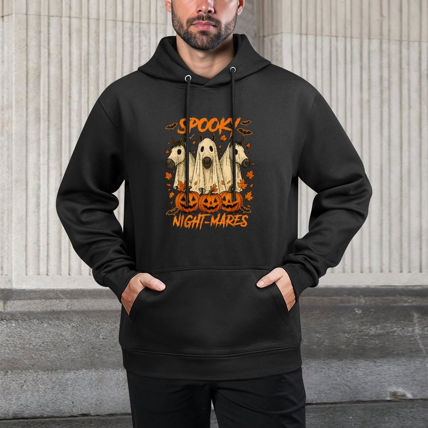 Halloween Vibes Horse Lover Boo Ghost Spooky Night-mares Unisex Design Hoodie