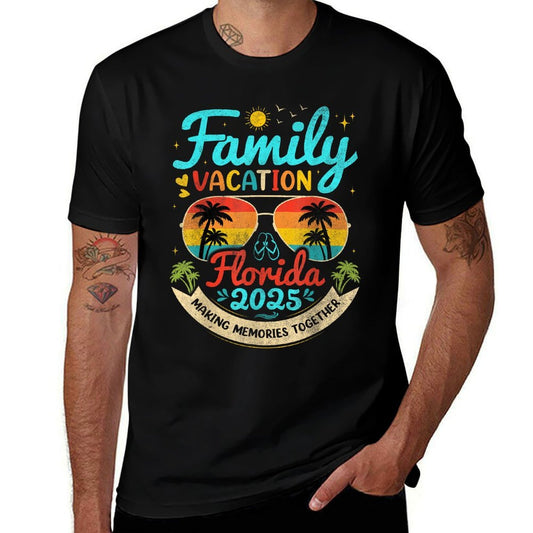 Vintage Family Vacation Florida 2025 Florida Group  High-quality Stitching T-Shirt