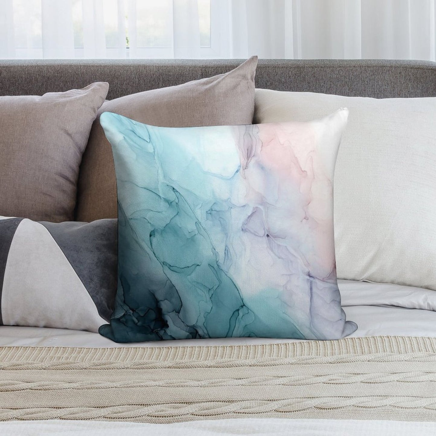 Beachy Pastel Flowing Ombre Abstract 1 Soft Skin-Friendly Throw Pillow