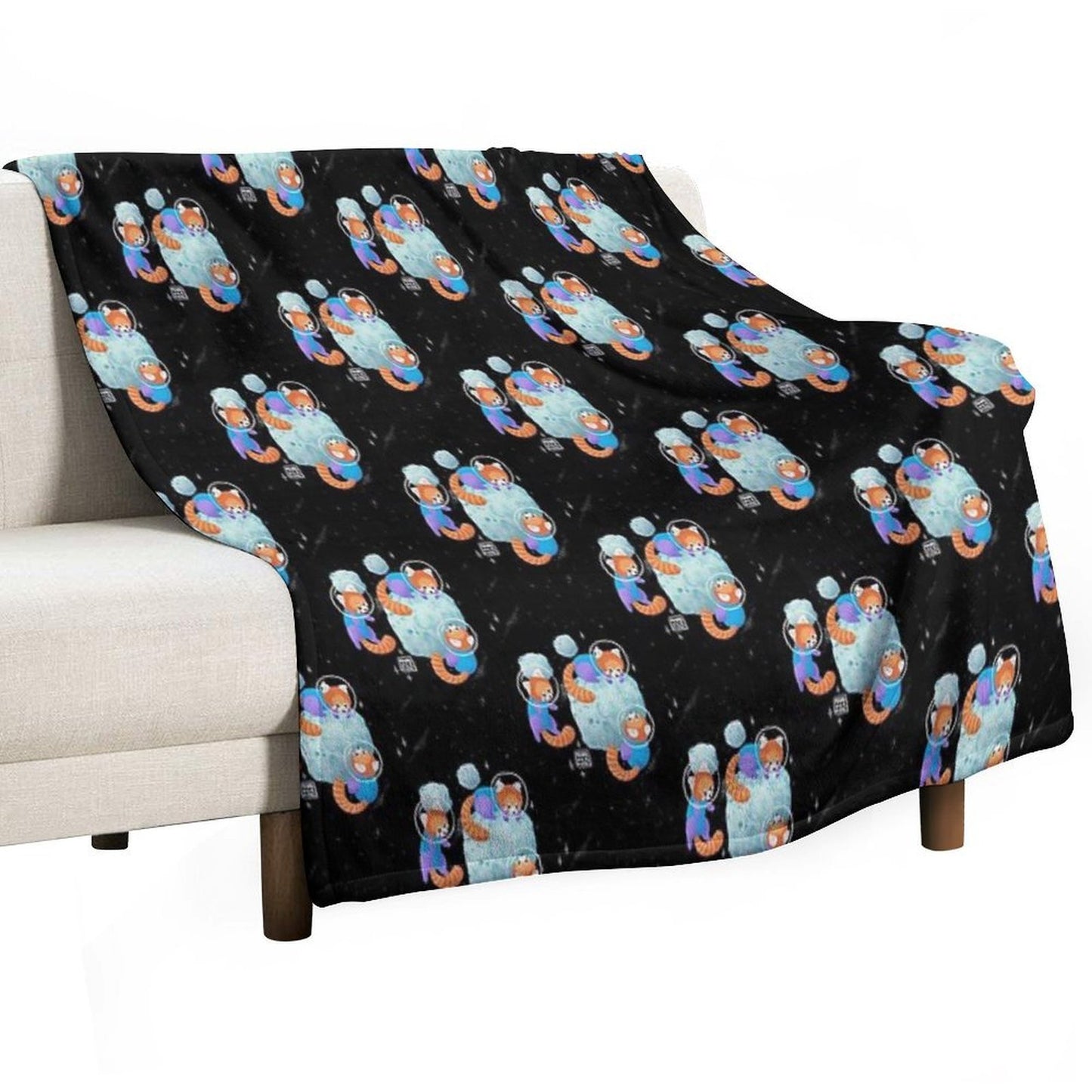 Red Space Pandas Gift-ready Throw Blanket
