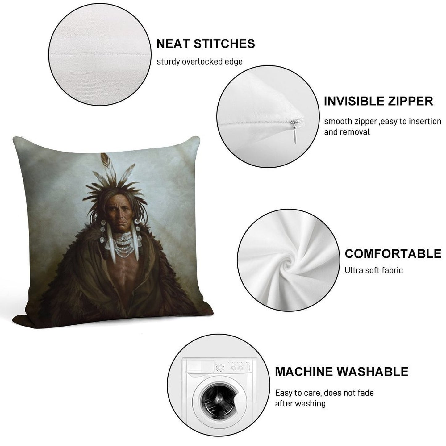 Crow Soft Shrink-Resistant Throw Pillow