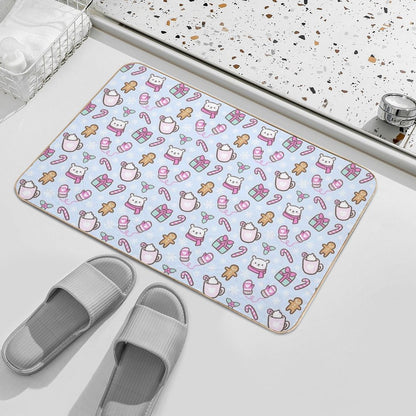 Cute Christmas  Blue  Nikury  Stain-Proof Bath Mat