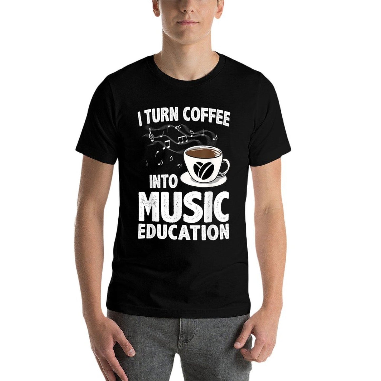 Funny Music Teacher Art For Women Men Musician Coffee Lover  Summer-ready Fabric T-Shirt