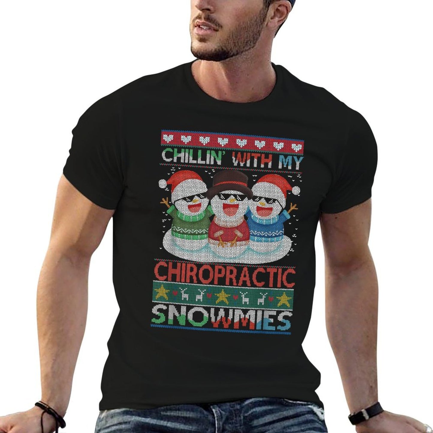 Chillin with My Chiropractic Snowmies Chiropractor Christmas  Cotton T-Shirt