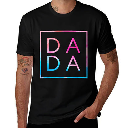 Matching Dada And Mama Familys Unisex-Adults Mens Black Small Classic Tie-Dye Fathers Day  Oversized Silhouette T-Shirt