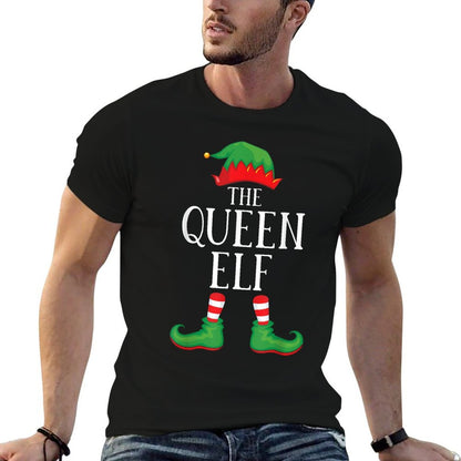 Queen Elf Matching Group Xmas Funny Family Christmas  Ribbed Collar T-Shirt