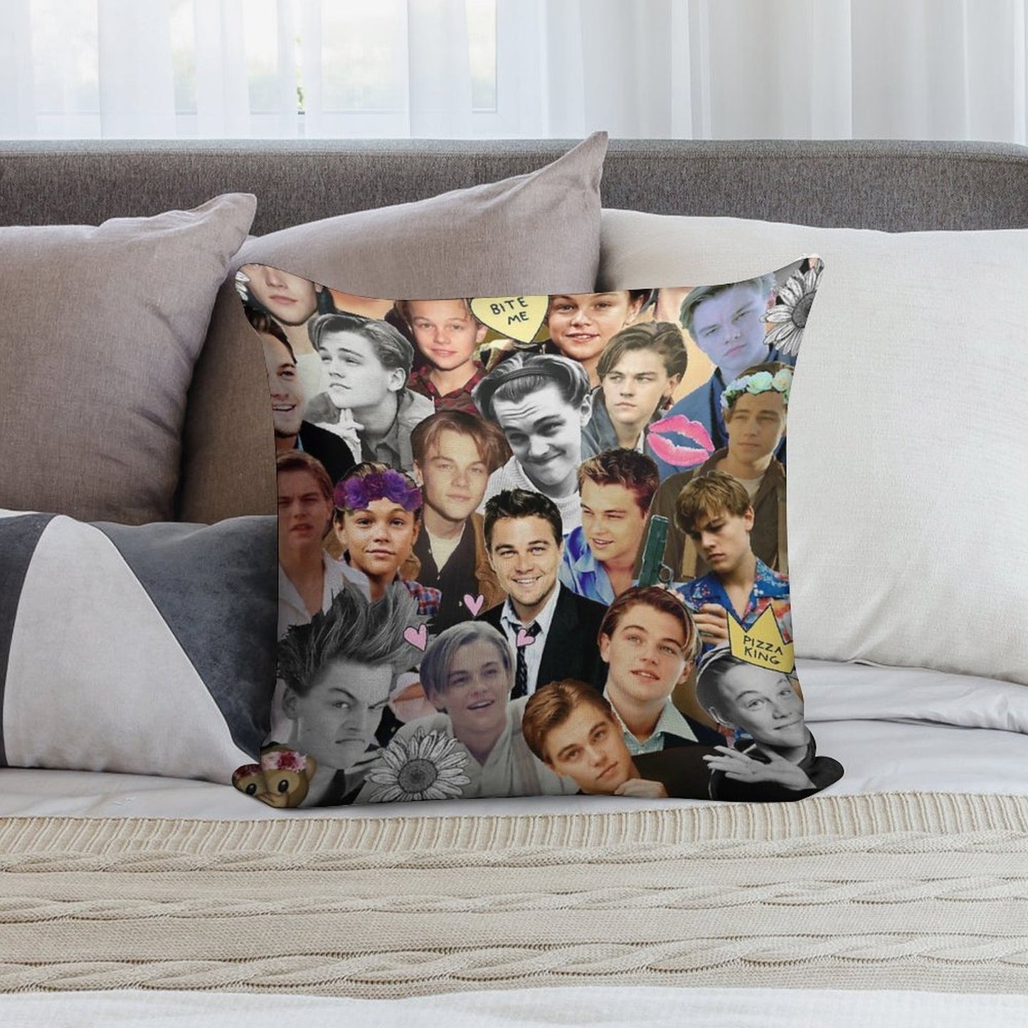 Leonardo DiCaprio Collage Soft Home Decor Throw Pillow