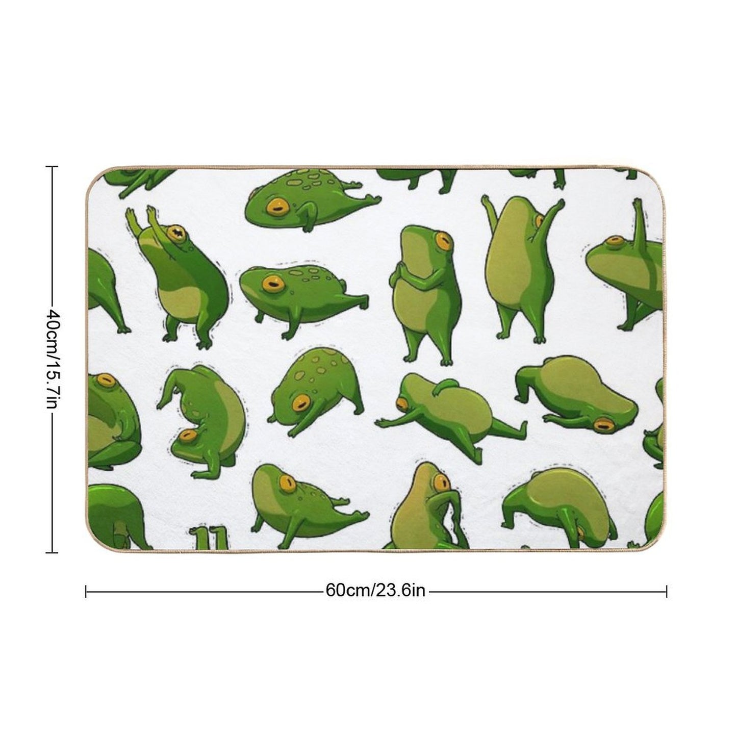 Yoga Frogs Poster With Text  Repositionable Bath Mat