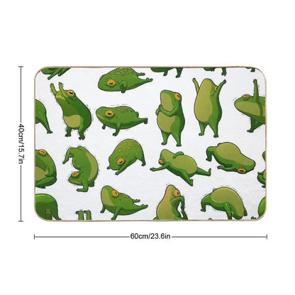Yoga Frogs Poster With Text  Repositionable Bath Mat