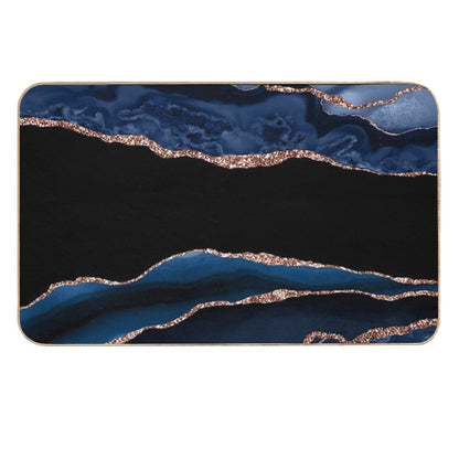 Blue And Rose Gold Agate  Long-Lasting Bath Mat