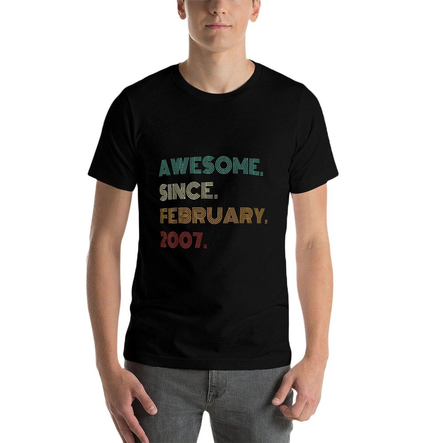 18 Years Old Awesome Since February 2007 18th Birthday  Affordable Price T-Shirt