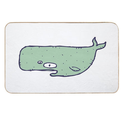 Cute Sketchy Cartoon Blue Whale  Odorless Bath Mat