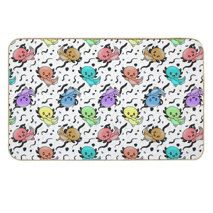 Axolotl Party in Rainbow Colors on Black And White  Non-Slip Bath Mat