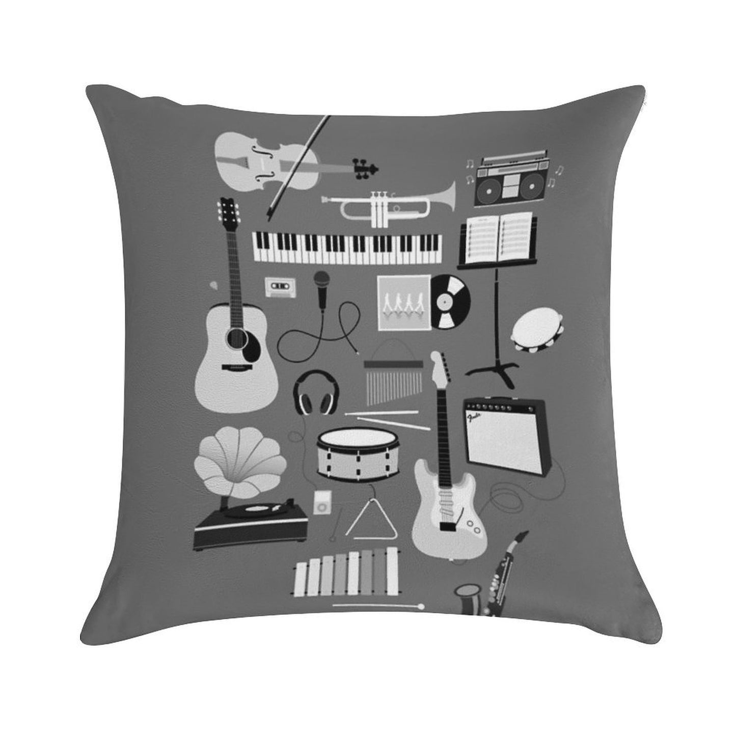 Music Things Soft Reinforced Edging Throw Pillow