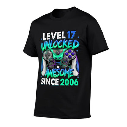 Level 17 Unlocked Awesome Since 2006 17th Birthday Gaming  Vintage-inspired T-Shirt