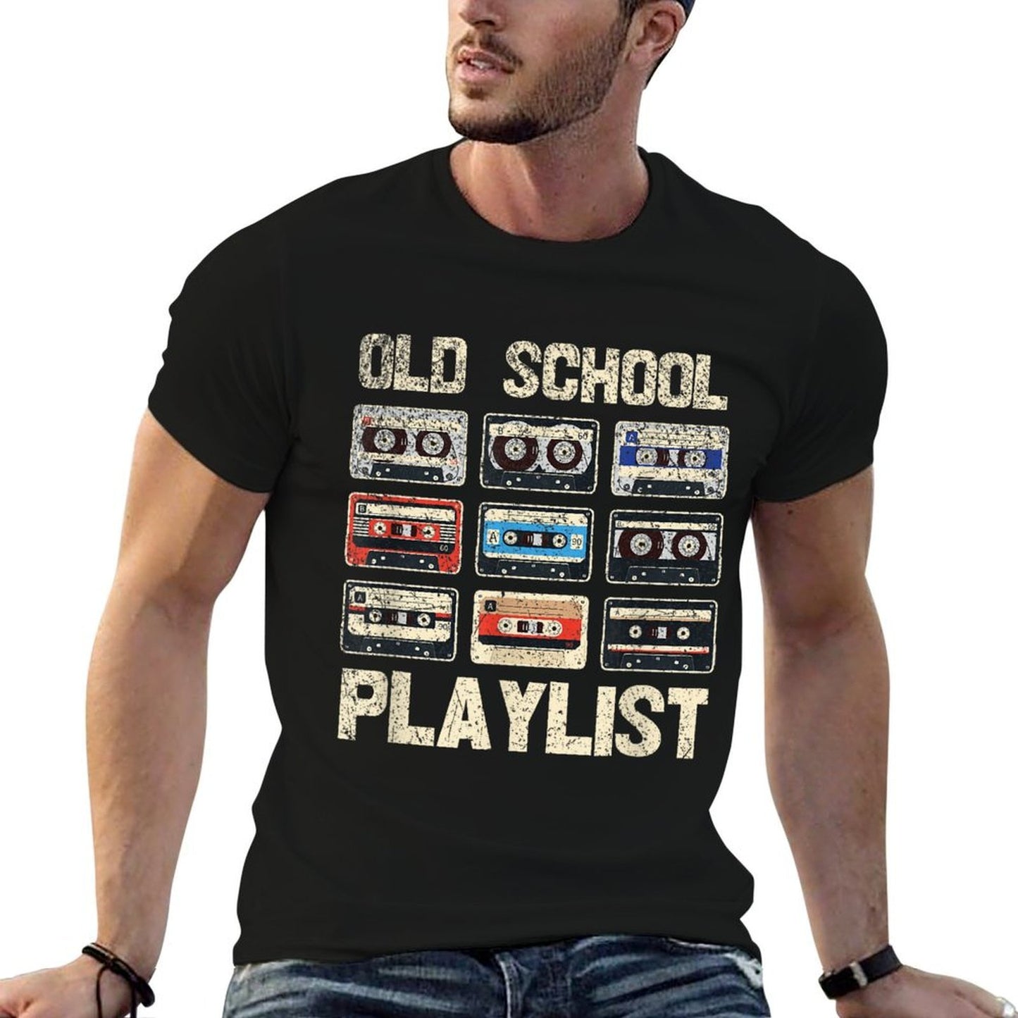 Cassette Tape - Retro 80s Old School Playlist Music  Polyester Blend T-Shirt