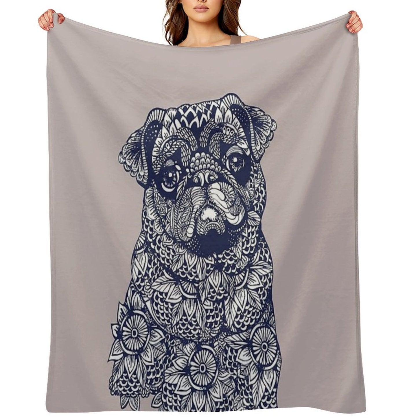 Mandala of Pug Wrinkle-free Throw Blanket