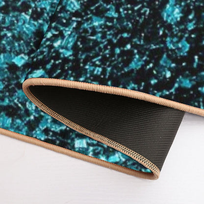 Aqua Blue Shiny Faux Glitter Sparkles  Anti-Trip Bath Mat
