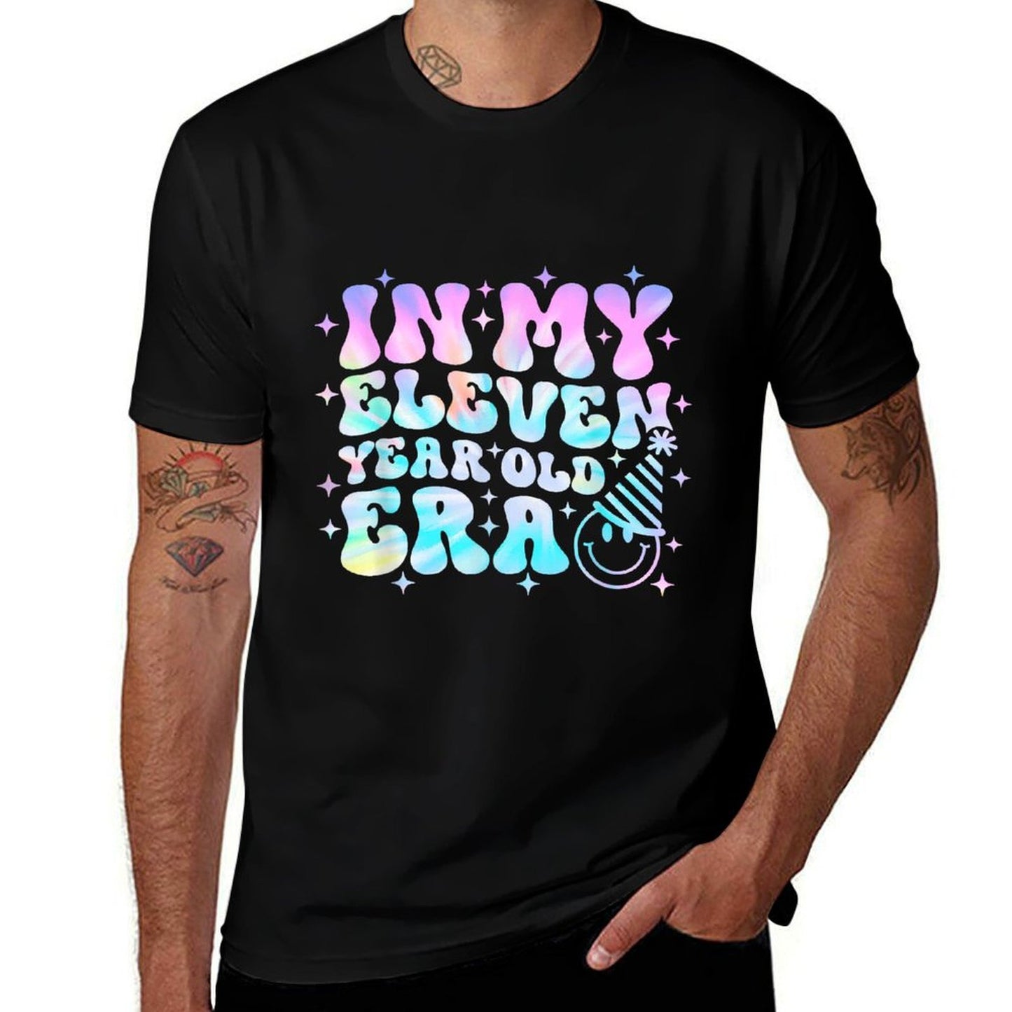 Groovy In My Eleven Year Old Era Girl 11th Birthday 11 Yrs  Fade-proof Color T-Shirt