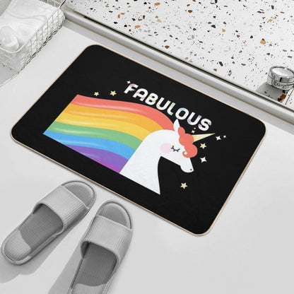 Fabulous Sparkling Rainbow Unicorn  Repositionable Bath Mat
