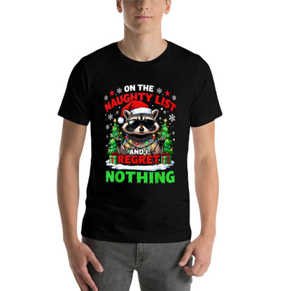 Raccoon Funny I Regret Nothing On The Naughty List Christmas  Lightweight T-Shirt