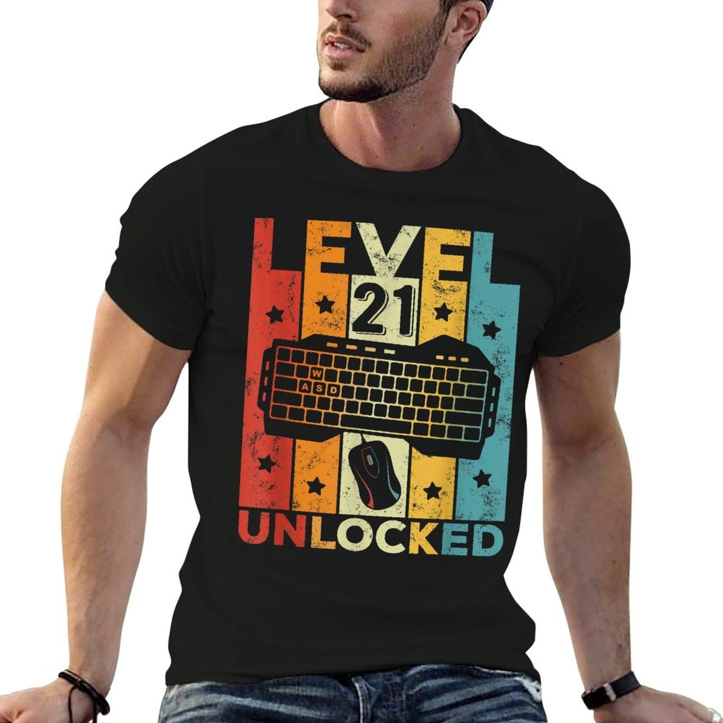 Level 21 Unlocked Gaming Keyboard 21st Birthday Men Women  Soft T-Shirt