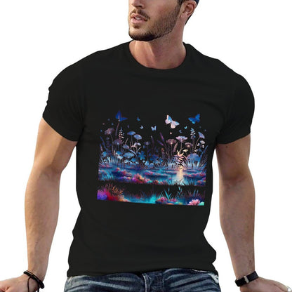 Twilight Garden Ethereal Meadow with Butterflies  Graphic-printed T-Shirt