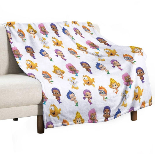 All Bubble Guppies Together  Cartoon  Mermaids  Kids Anti-pilling Throw Blanket