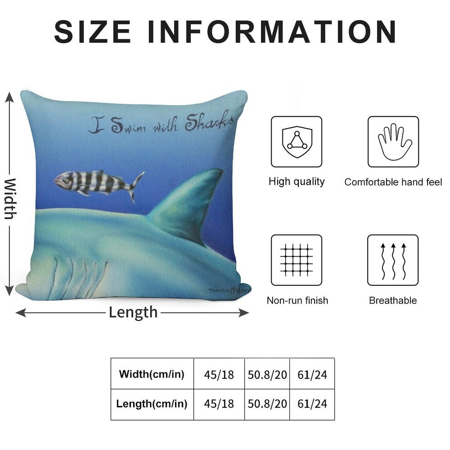 Pilot Fish I Swim with Sharks Soft High-Density Material Throw Pillow