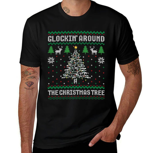Glockin Around The Christmas Tree Ugly Xmas for Gun Owners  Graphic-printed T-Shirt