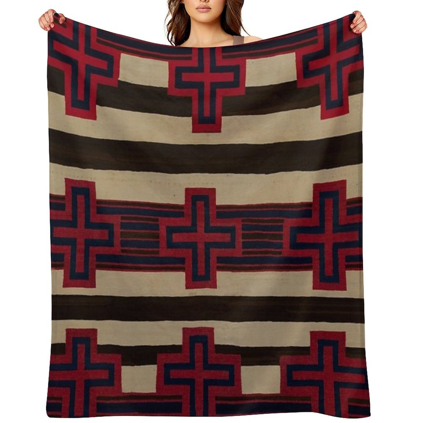 Indigenous Designs VI  Chief's Blanket  Navajo Weavings Travel-friendly Throw Blanket