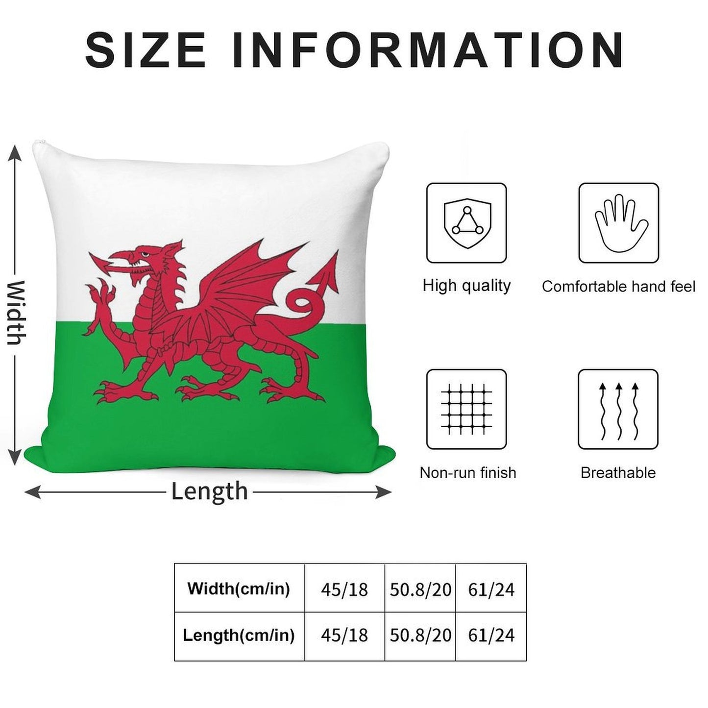 Flag of Wales - Welsh Flag Soft High-Density Material Throw Pillow