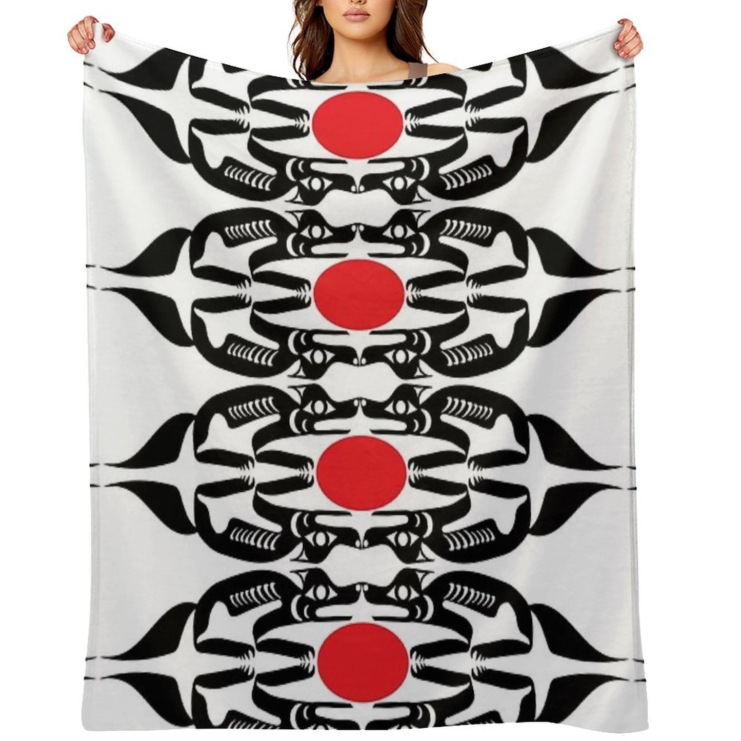 Coast Salish Wolf Shrink-resistant Throw Blanket